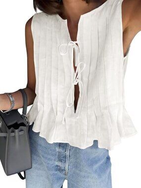 NWT Cicy Bell Work Well Bow Front Tie Tank Top